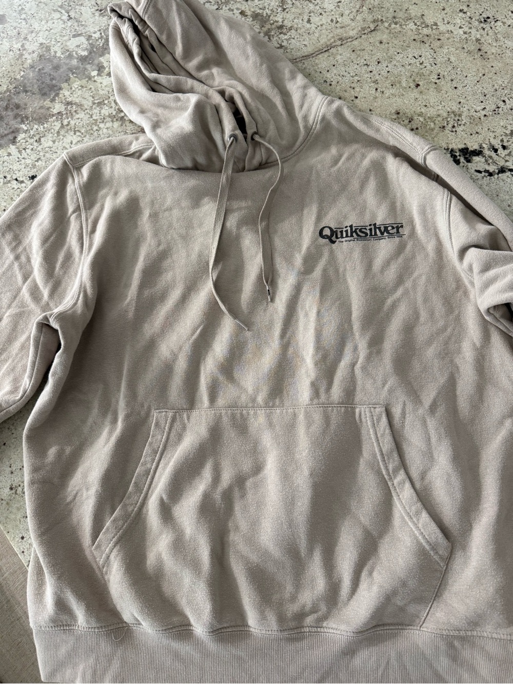 Quiksilver Men's Hoodie in Light Taupe with Black Logo